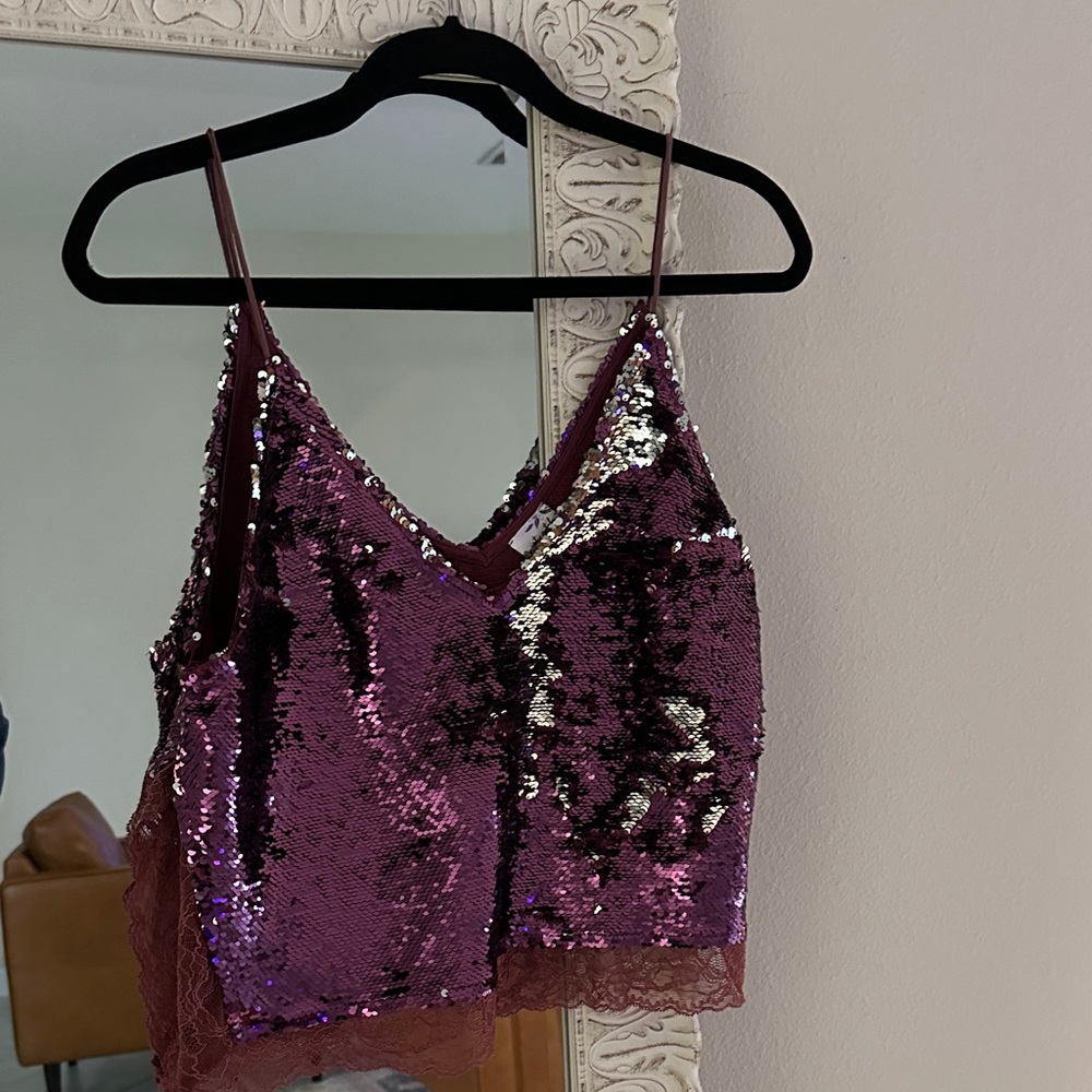 Free People Intimately Sparkling Sequin Cami in Purple